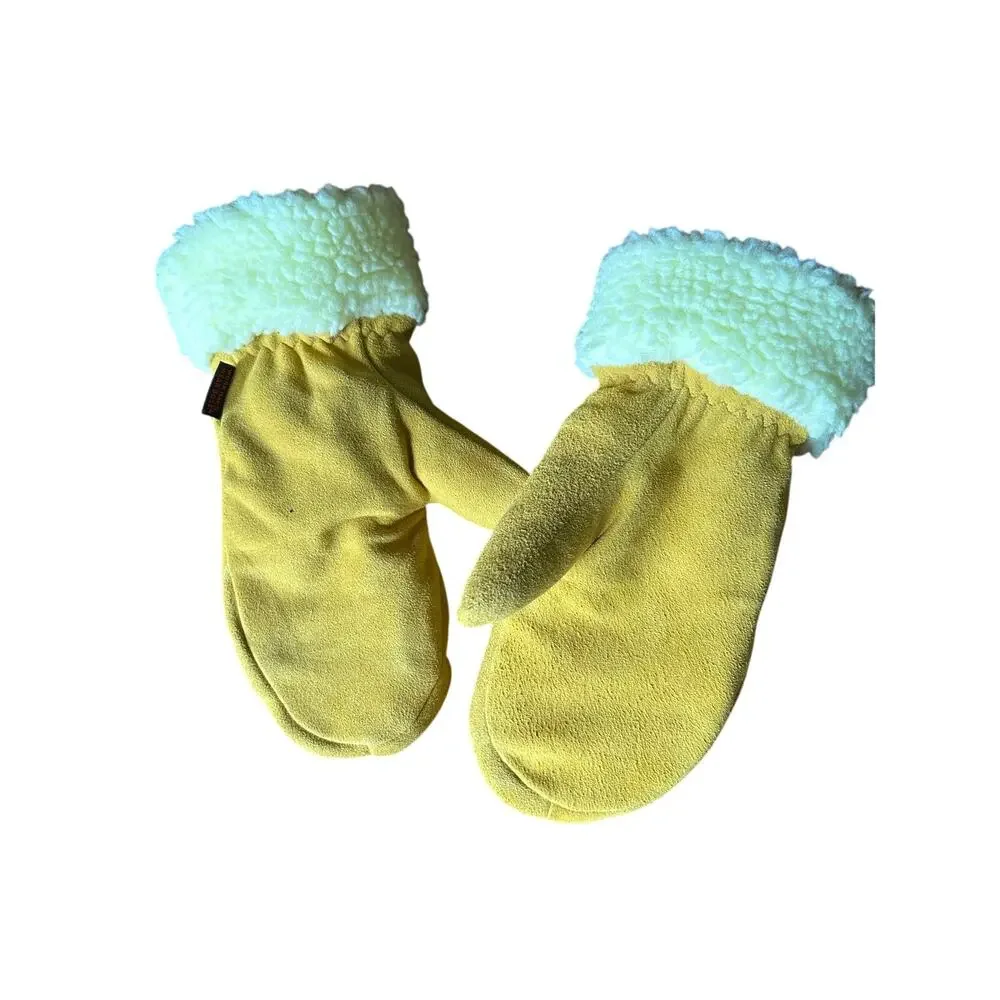 Boss Vintage Yellow Split Deerskin Leather Mittens with Built in Fingers M/L